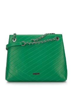 Torebka worek z przeszyciami na łańcuszku zielona ze sklepu WITTCHEN w kategorii Torby Shopper bag - zdjęcie 135138251