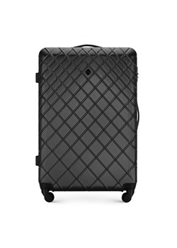 Duża walizka z ABS-u w ukośną kratkę stalowo-czarna ze sklepu WITTCHEN w kategorii Walizki - zdjęcie 135139642