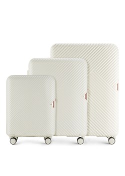 Zestaw walizek z polikarbonu w paseczki biały ze sklepu WITTCHEN w kategorii Walizki - zdjęcie 135141394