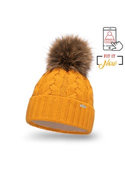 Miodowa modna czapka damska w warkocze ze sklepu PaMaMi w kategorii Czapki zimowe damskie - zdjęcie 135232373