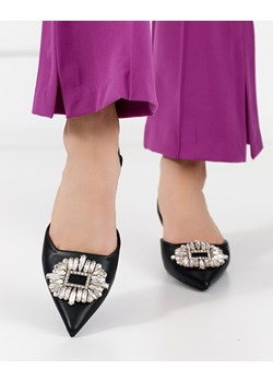 Czarne damskie buty bez pięty na obcasie Arga - Obuwie ze sklepu royalfashion.pl w kategorii Klapki damskie - zdjęcie 135302771