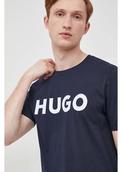 HUGO t-shirt bawełniany kolor granatowy z nadrukiem 50467556 ze sklepu ANSWEAR.com w kategorii T-shirty męskie - zdjęcie 135561610