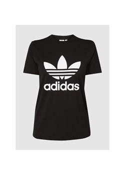 Bluzka sportowa Adidas Originals czarna na wiosnę z aplikacjami  