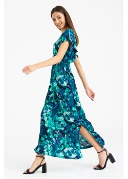 Wiskozowa sukienka maxi z nadrukiem w kwiaty ze sklepu Greenpoint.pl w kategorii Sukienki - zdjęcie 135745230