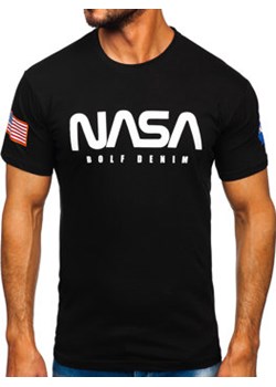 Czarny bawełniany t-shirt męski z nadrukiem Bolf 14401 ze sklepu Denley w kategorii T-shirty męskie - zdjęcie 135910083