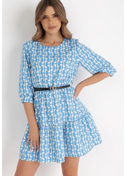 Niebieska Sukienka z Paskiem Actiolea ze sklepu Born2be Odzież w kategorii Sukienki - zdjęcie 136257091