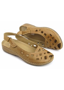 Sandały damskie ze skóry naturalnej - HELIOS Komfort 4027, jasnobrązowe ze sklepu ulubioneobuwie w kategorii Sandały damskie - zdjęcie 136656410