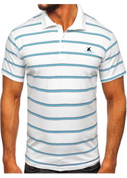Biała koszulka polo męska w paski Denley 14954 ze sklepu Denley w kategorii T-shirty męskie - zdjęcie 136706402