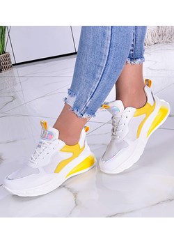 Białe żółte buty sportowe /D8-2 11521 T297/ ze sklepu Pantofelek24.pl w kategorii Buty sportowe damskie - zdjęcie 136858282