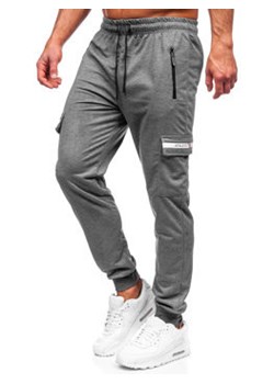 Antracytowe bojówki spodnie męskie joggery dresowe Denley JX5063 ze sklepu Denley w kategorii Spodnie męskie - zdjęcie 137170263