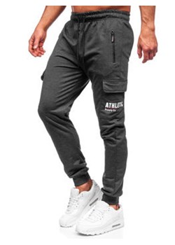 Grafitowe bojówki spodnie męskie joggery dresowe Denley JX5061 ze sklepu Denley w kategorii Spodnie męskie - zdjęcie 137170271
