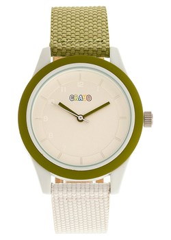 Zegarek kwarcowy "Pleasant" w kolorze biało-oliwkowo-kremowym ze sklepu Limango Polska w kategorii Zegarki - zdjęcie 137253404