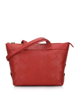 Damska shopperka skórzana trapezowa z plecionką czerwona ze sklepu WITTCHEN w kategorii Torby Shopper bag - zdjęcie 137267983