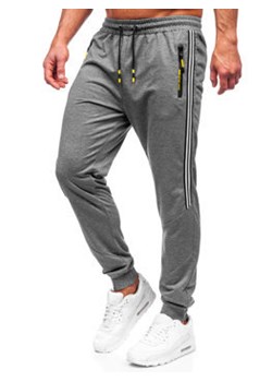 Antracytowe spodnie męskie joggery dresowe Denley K10338 ze sklepu Denley w kategorii Spodnie męskie - zdjęcie 137278231