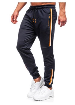 Granatowe spodnie męskie joggery dresowe Denley K10336 ze sklepu Denley w kategorii Spodnie męskie - zdjęcie 137278232