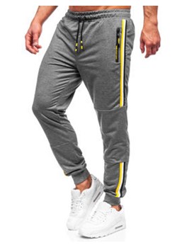 Antracytowe spodnie męskie joggery dresowe Denley K10336 ze sklepu Denley w kategorii Spodnie męskie - zdjęcie 137278234