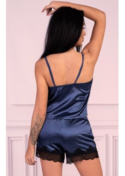 Mellara LC 90559 satynowa piżama krótkie spodenki i koszulka, Kolor granatowo-czarny, Rozmiar S/M, LivCo Corsetti Fashion ze sklepu Intymna w kategorii Piżamy damskie - zdjęcie 137661111
