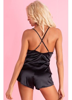 Miraaze Black LC 90567 czarna satynowa piżama, Kolor czarny, Rozmiar S/M, LivCo Corsetti Fashion ze sklepu Intymna w kategorii Piżamy damskie - zdjęcie 137661130