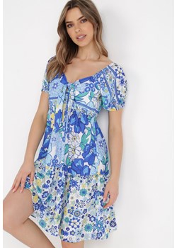 Biało-Niebieska Sukienka Ampea ze sklepu Born2be Odzież w kategorii Sukienki - zdjęcie 137687664