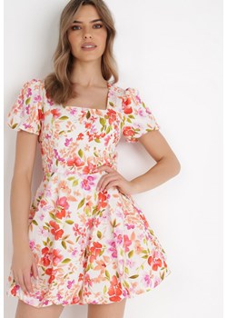 Biało-Pomarańczowa Sukienka Hyrmomeda ze sklepu Born2be Odzież w kategorii Sukienki - zdjęcie 137687784