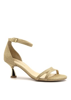 Złote sandały na ozdobnym obcasie 268A ze sklepu NESCIOR w kategorii Sandały damskie - zdjęcie 137730111