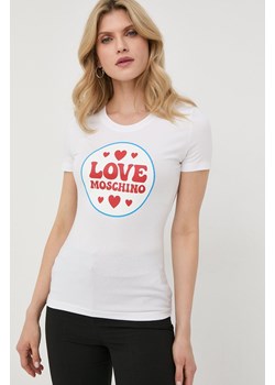 Love Moschino t-shirt damski kolor biały ze sklepu ANSWEAR.com w kategorii Bluzki damskie - zdjęcie 137784723