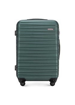 Średnia walizka z ABS-u z żebrowaniem zielona ze sklepu WITTCHEN w kategorii Walizki - zdjęcie 138004462
