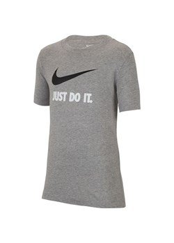 T-shirt chłopięce szary Nike z bawełny 