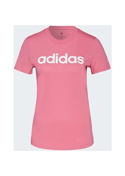 Bluzka damska Adidas bawełniana z napisem z krótkim rękawem sportowa 