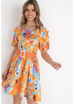 Pomarańczowa Sukienka Satynowa Theophanthe ze sklepu Born2be Odzież w kategorii Sukienki - zdjęcie 138254191