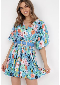 Niebieska Sukienka z Paskiem Appialla ze sklepu Born2be Odzież w kategorii Sukienki - zdjęcie 138254450