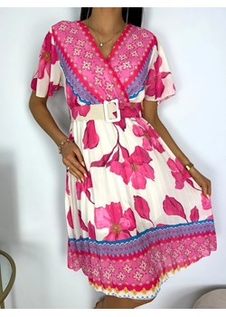 Różowo-Kremowa Plisowana Sukienka ze sklepu ModnaKiecka.pl w kategorii Sukienki - zdjęcie 138266320