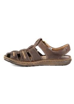 Sandały męskie skórzane na lato 230MA ciemny brąz ze sklepu butyolivier w kategorii Sandały męskie - zdjęcie 138292663