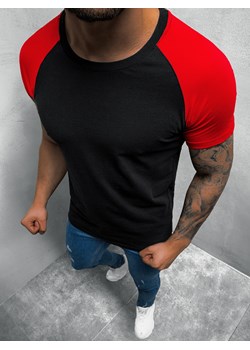 T-Shirt męski czarno-czerwony OZONEE O/1176 ze sklepu ozonee.pl w kategorii T-shirty męskie - zdjęcie 138304461