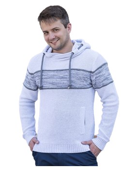 Dominik - kaptur - białoszary - M ze sklepu Swetry Lasota w kategorii Swetry męskie - zdjęcie 138305851
