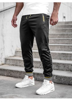 Czarne spodnie męskie joggery dresowe Denley K10332 ze sklepu Denley w kategorii Spodnie męskie - zdjęcie 138333833