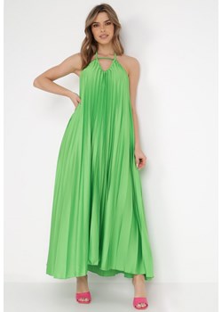 Zielona Sukienka Satynowa Canice ze sklepu Born2be Odzież w kategorii Sukienki - zdjęcie 138367813