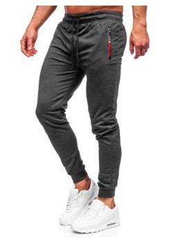 Grafitowe spodnie męskie joggery dresowe Denley JX5007 ze sklepu Denley w kategorii Spodnie męskie - zdjęcie 138379090