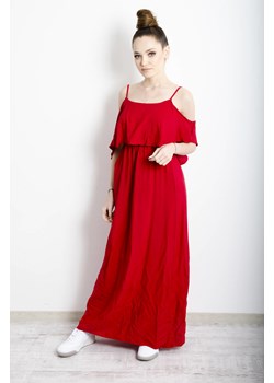 SUKIENKA HISZPANKA MAXI NA RAMIĄCZKA- CZERWONA ze sklepu olika.com.pl w kategorii Sukienki - zdjęcie 138380531