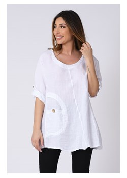 Lniana bluzka "Lilyane" w kolorze białym ze sklepu Limango Polska w kategorii Bluzki damskie - zdjęcie 138433410
