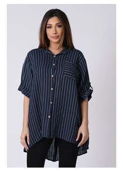 Lniana bluzka "Lana" w kolorze granatowym ze sklepu Limango Polska w kategorii Koszule damskie - zdjęcie 138597763