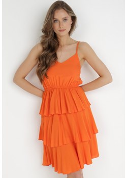 Pomarańczowa Sukienka z Wiskozy Kephassa ze sklepu Born2be Odzież w kategorii Sukienki - zdjęcie 138640890
