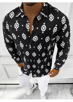 Koszula męska czarno-biała OZONEE E/9000/6 ze sklepu ozonee.pl w kategorii Koszule męskie - zdjęcie 138717711