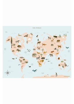 Vissevasse plakat World Map Animal 50x70 cm ze sklepu ANSWEAR.com w kategorii Plakaty - zdjęcie 138752513