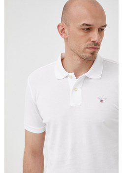 Gant polo bawełniane kolor biały ze sklepu ANSWEAR.com w kategorii T-shirty męskie - zdjęcie 138752751
