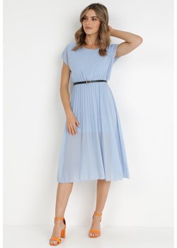 Niebieska Sukienka z Paskiem Omphenia ze sklepu Born2be Odzież w kategorii Sukienki - zdjęcie 138805540