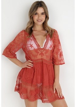Czerwona Sukienka Nedatai ze sklepu Born2be Odzież w kategorii Odzież plażowa - zdjęcie 138814501