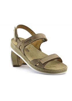 Skórzane sandały damskie płaskie - HELIOS Komfort 282, beżowe ze sklepu ulubioneobuwie w kategorii Sandały damskie - zdjęcie 138824900