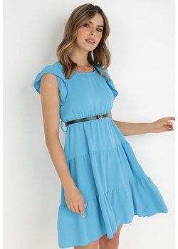 Niebieska Sukienka z Paskiem Laodolea ze sklepu Born2be Odzież w kategorii Sukienki - zdjęcie 138880153