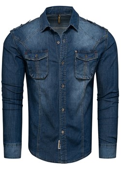 Koszula męska granatowa jeansowa Recea ze sklepu Recea.pl w kategorii Koszule męskie - zdjęcie 139245041